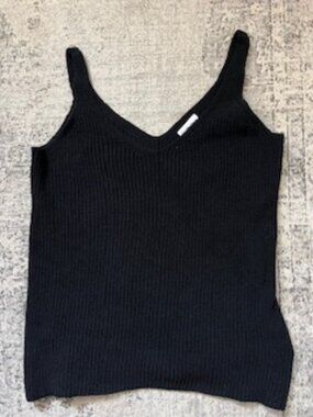 🧡3/15 The Drop Black Cotton Knit Tank Top Women's S